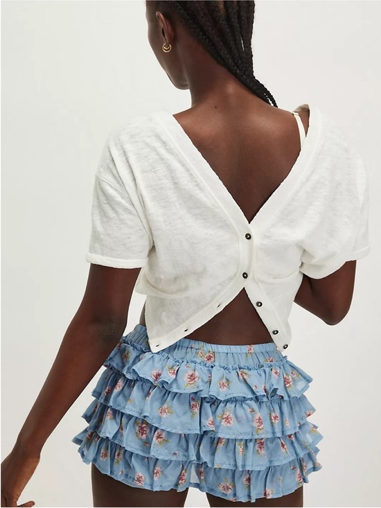 Free People Pants - Free People Ruffle Up Shortie blue bloomer